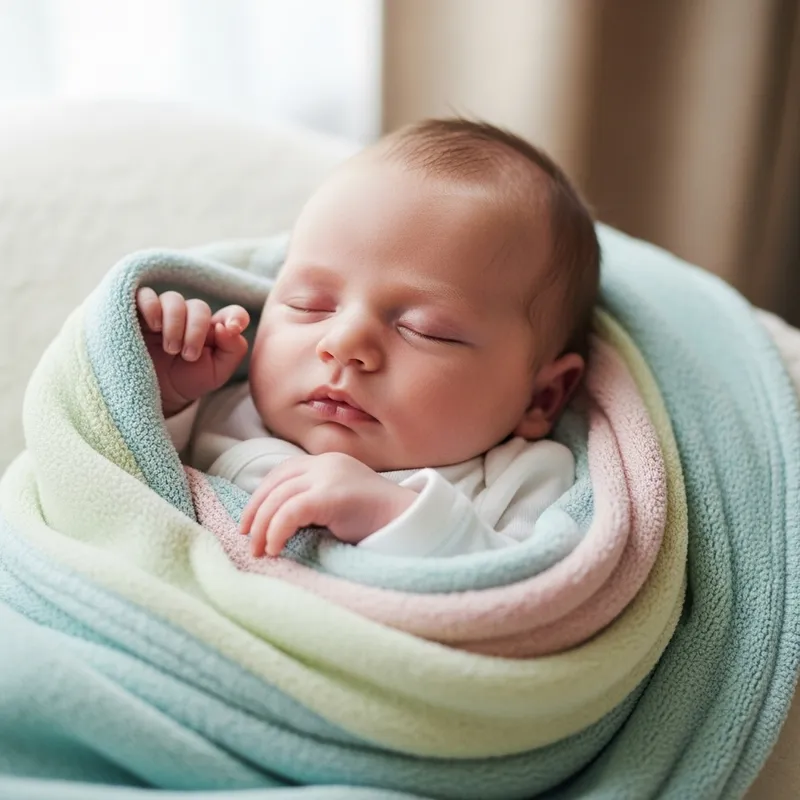 Peaceful Bambino Sound Asleep in Pastel Blanket