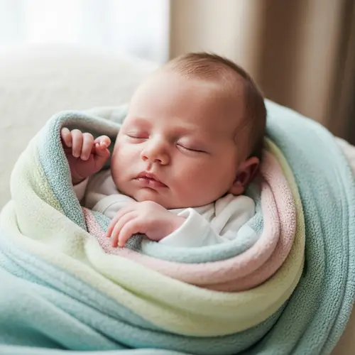 Peaceful Sleeping Caucasian Infant in Soft Blanket