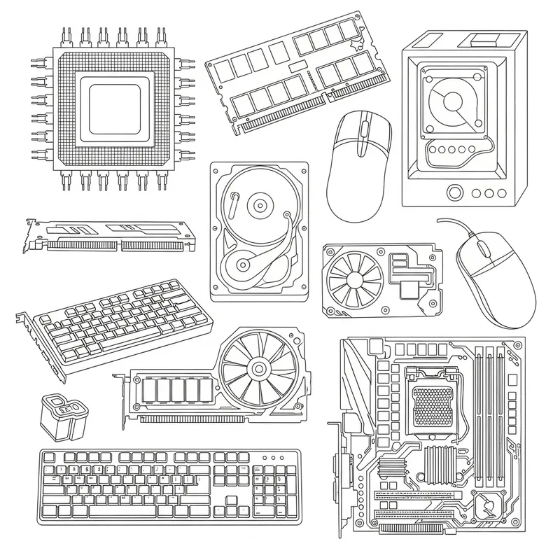 Printable Computer Parts Coloring Page