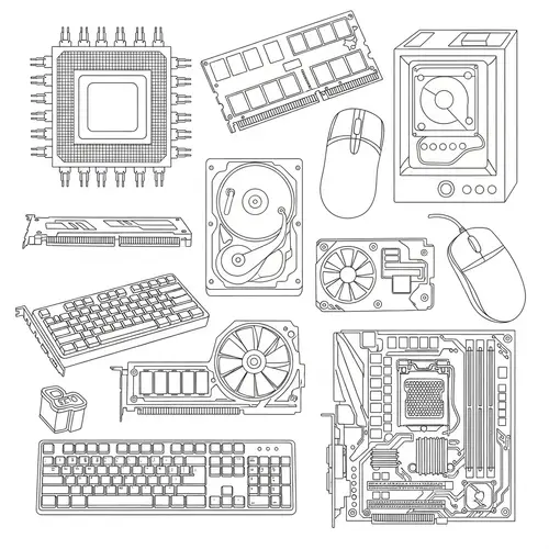 Printable Computer Parts Coloring Page