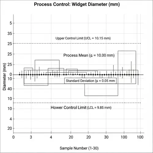 Detailed Statistical Chart with Standard Deviation Calculation and Control Limits