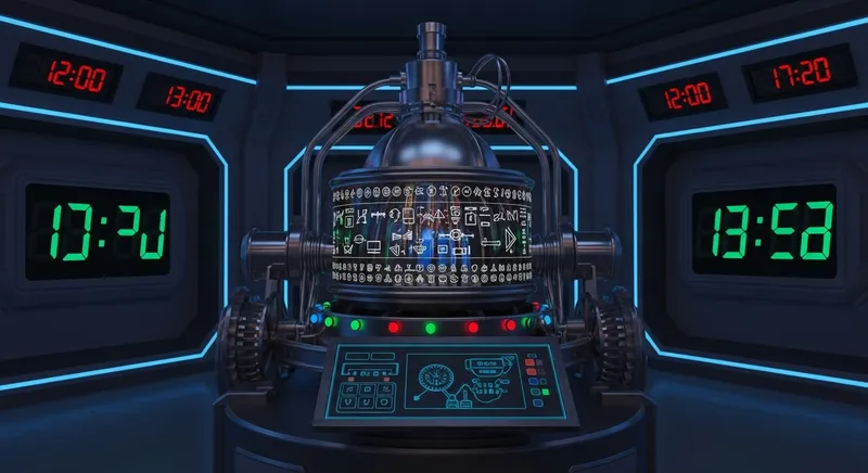 Intricate Realistic Time Machine in a Futuristic Room