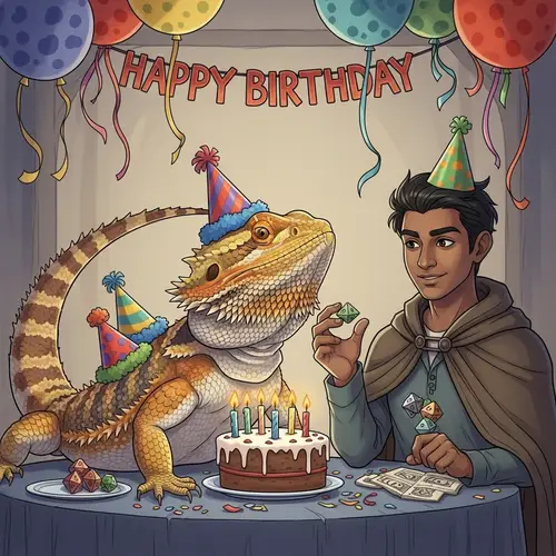Bearded Dragon and Dungeon Master Birthday Celebration
