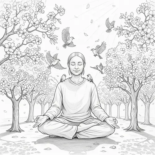 Spiritually Inclined Individual Meditating in Serene Natural Setting
