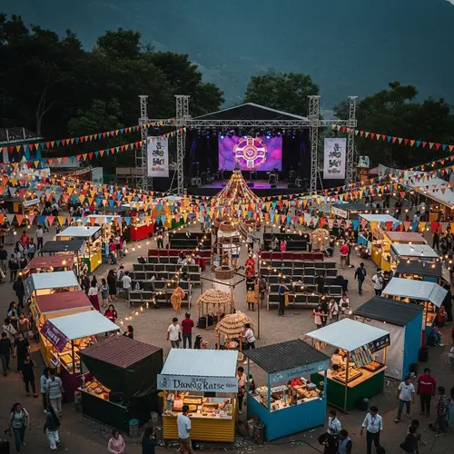 Music Festival Open Space Decoration | Seating & Food Stalls