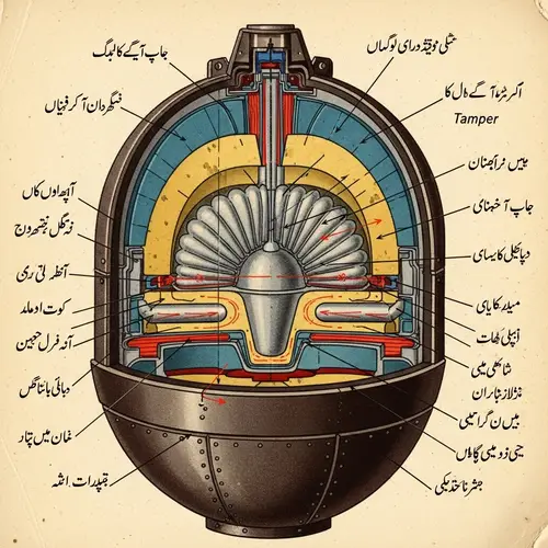 Vintage-Style Scientific Illustration of a Nuclear Bomb