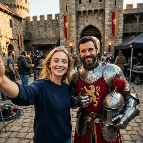 Epic Medieval Selfie with Knight in Armor