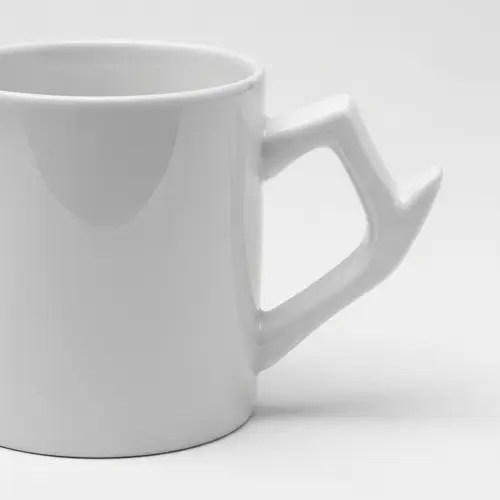 White Ceramic Mug with Unique Handle Design | Unconventional & Sleek
