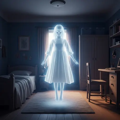 Ethereal Young Girl in Spectral Garments | Haunting Tranquility