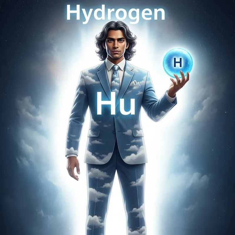 Hydrogen Personified: Conceptual Illustration of Elemental Serenity