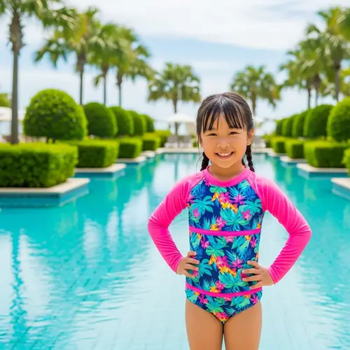 Vibrant Swim Suit Girl by Crystal Clear Pool