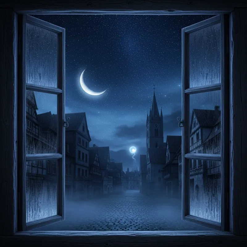 Witchy Starry Night View from Window