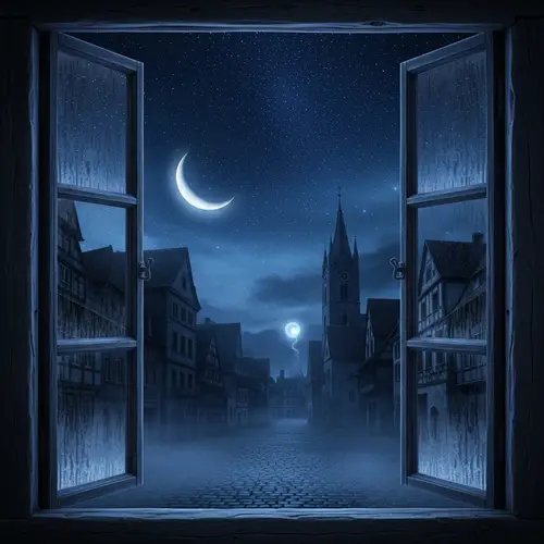 Witchy Starry Night View from Window