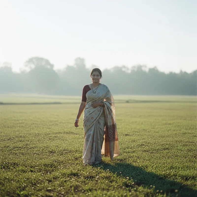 Serene Morning Stroll in Nature: A South Asian Woman's Dreamy Journey Serene Morning Stroll in Nature: A South Asian Woman's Dreamy Journey