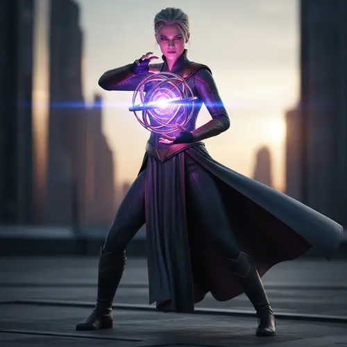 Blond Short-Haired Superheroine with Magnetic Sphere Power