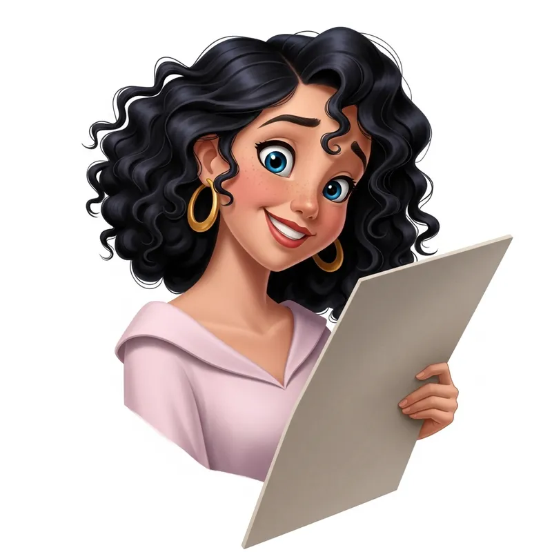 Sideways Smiling Girl Art: Classic Disney-Style Image