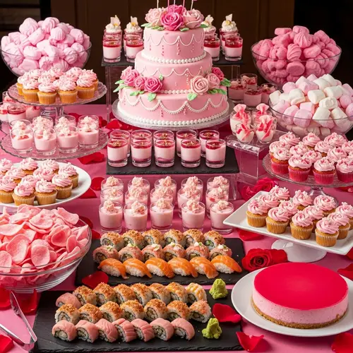 Delicious Pink Buffet Table for Celebrations