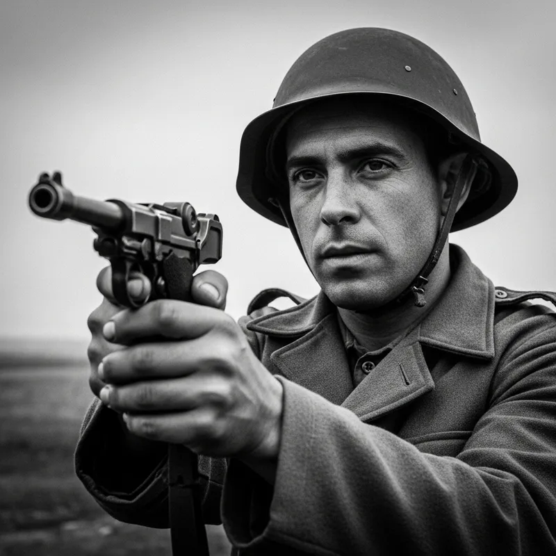 Determined Antifascist Militiaman with Luger P08 Pistol | Spanish Civil War