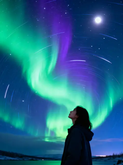 Stunning Model Under the Northern Lights