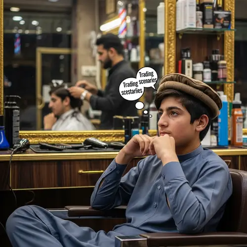 Pashtoon Boy Trading Thoughts in Cozy Barber Shop