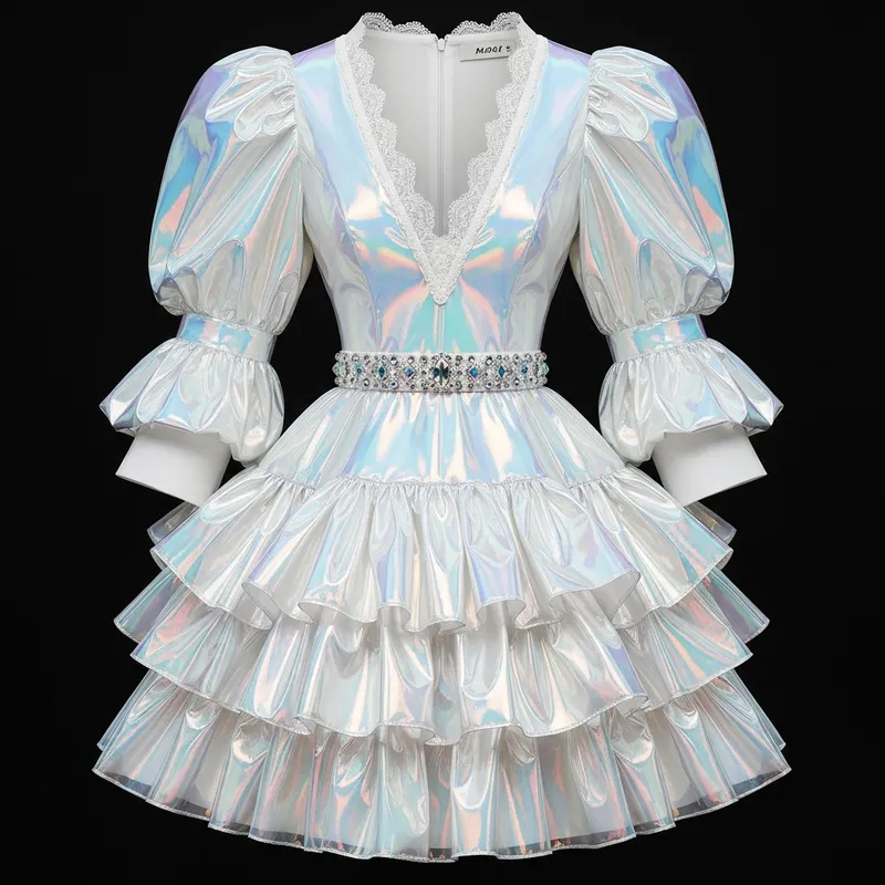 Queen of the IT Future Dress - Holographic Elegance for Modern Royalty