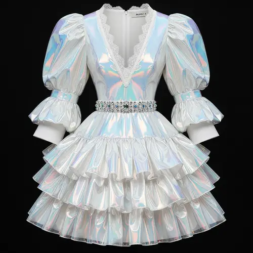 Queen of the IT Future Dress - Holographic Elegance for Modern Royalty