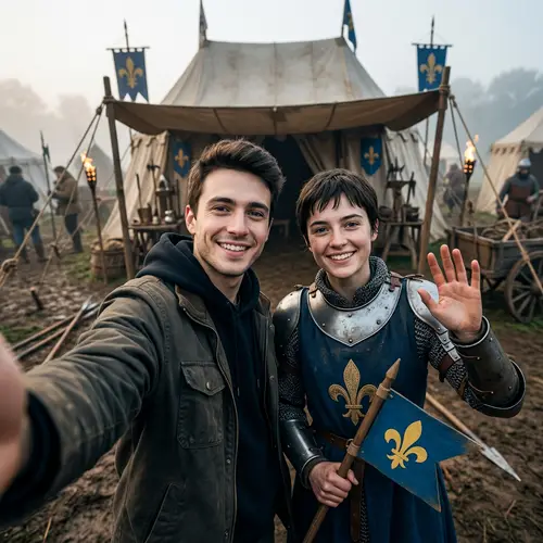 Candid Selfie with Joan of Arc in Medieval Setting