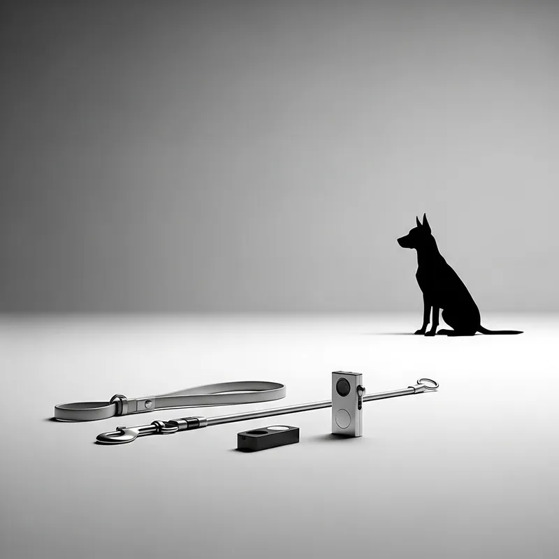 Modern Dog Training: Minimalist Scene in Open Space