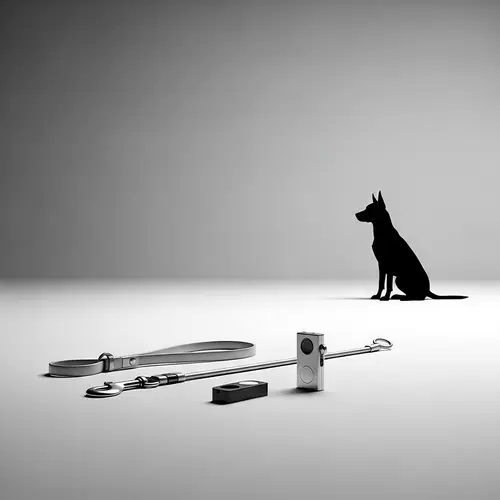 Minimalist Dog Training Scene: Modern Leash & Clicker