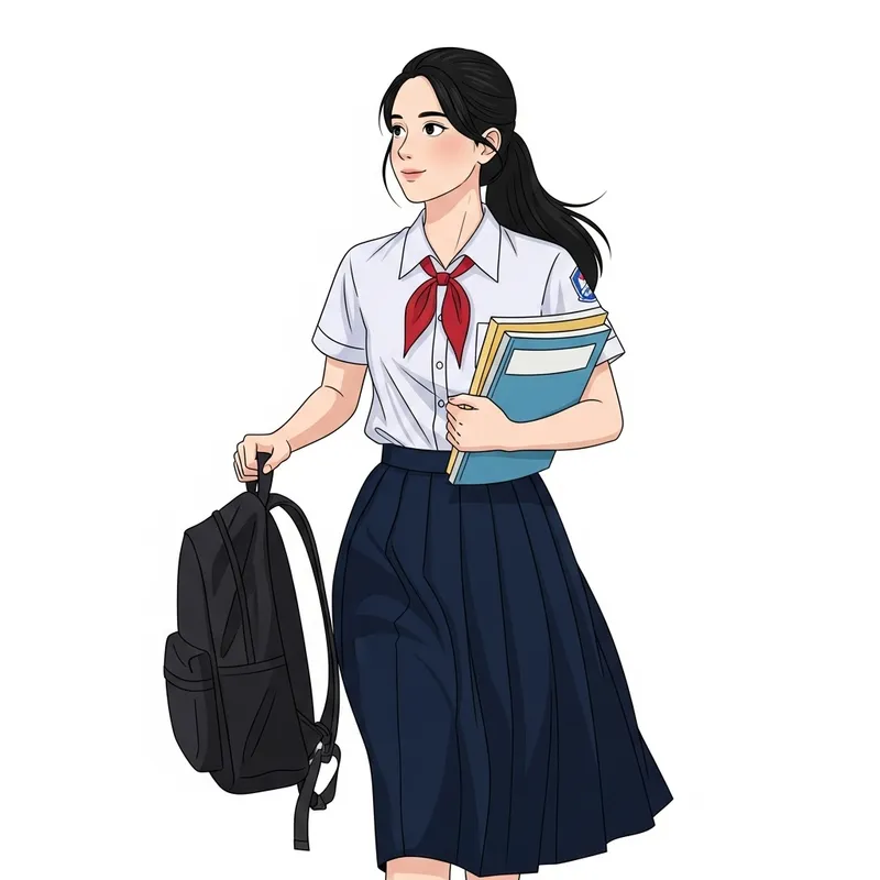 Female High School Student in Vietnamese Uniform | Education Image