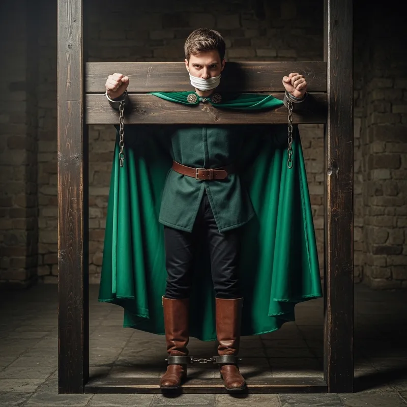 Valiant White Prince in Emerald Green Cape: Strength and Vulnerability