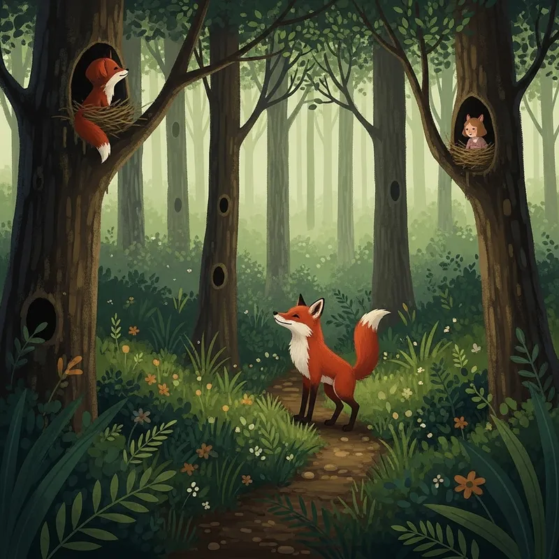 Mysterious Forest Quest: The Fox's Search for the Lost Girl
