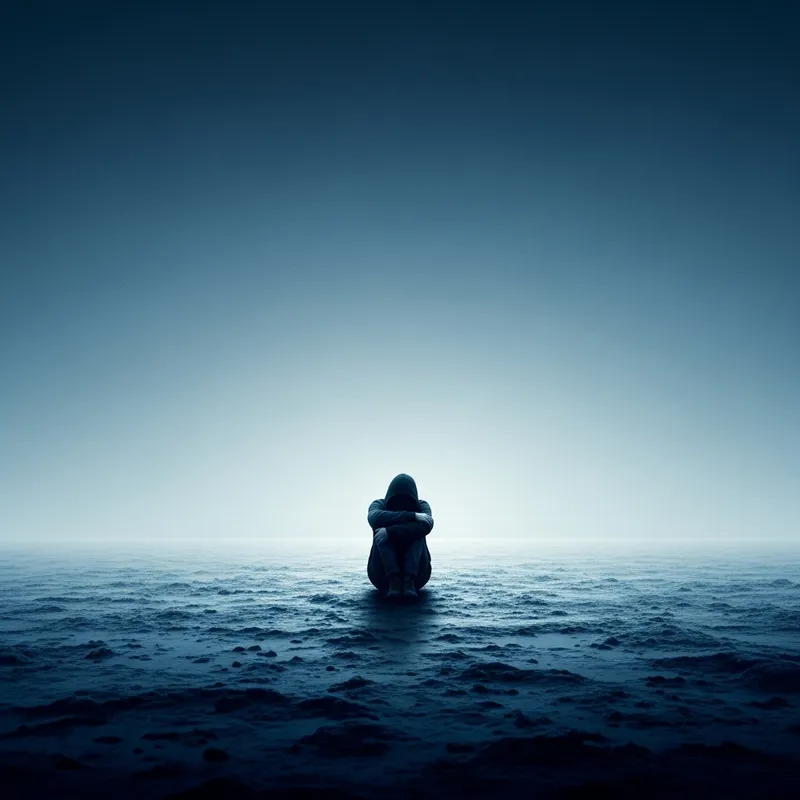 Loneliness: Abstract Emotional Art in Cool Blue Tones Loneliness: Abstract Emotional Art in Cool Blue Tones