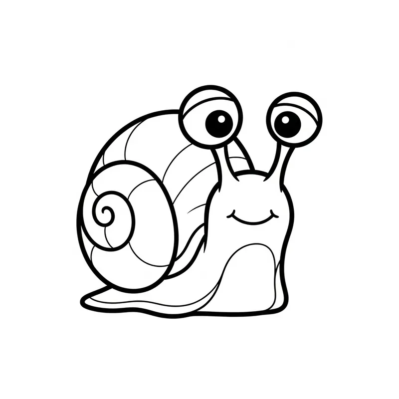 Simple Snail Line Art for Toddlers | Cute Easy Coloring Page
