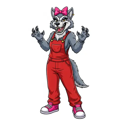 Ferocious Grey Female Werewolf Mascot Costume - Unique Design