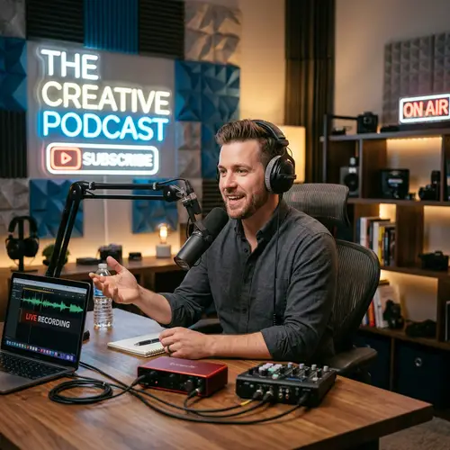 Professional Podcaster in Studio for YouTube Channel