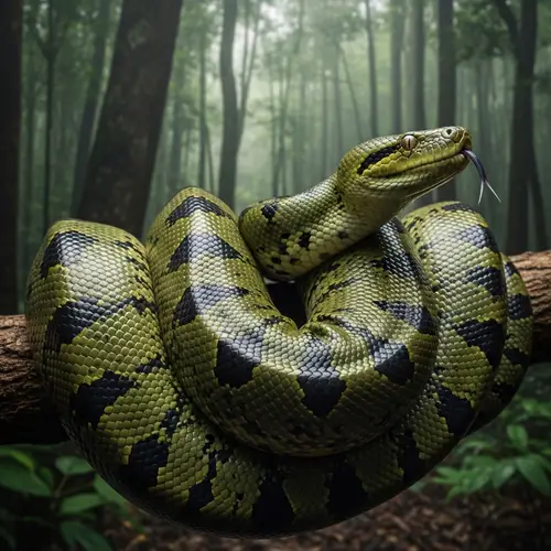 Green Anaconda Snake - Majestic Rainforest Predator