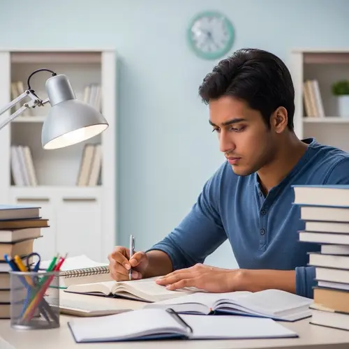 Wise South Asian Student Immersed in Thoughtful Study