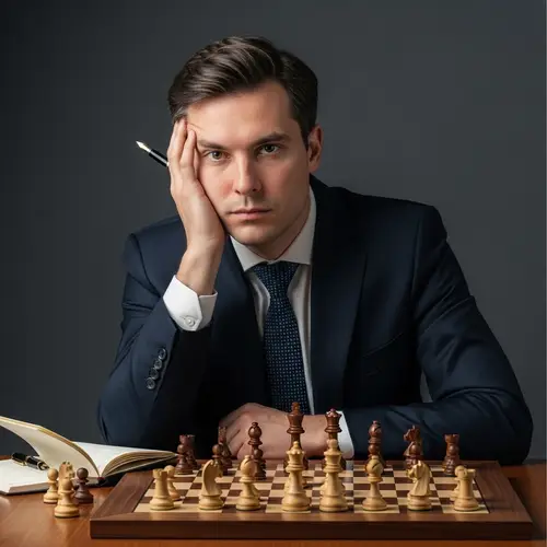 Sicilian Defense Chess Strategist in Sophisticated Setting - 40-Year-Old European Man