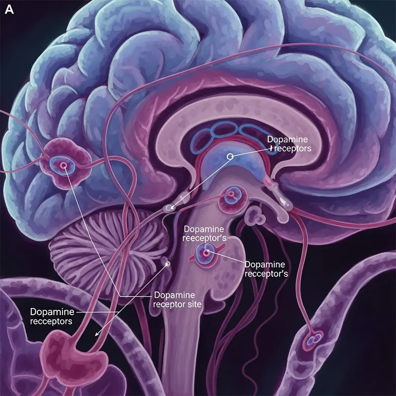 Vibrant Digital Art of Dopamine Receptors