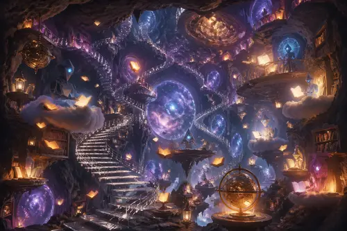 Alien Library in a Glowing Asteroid