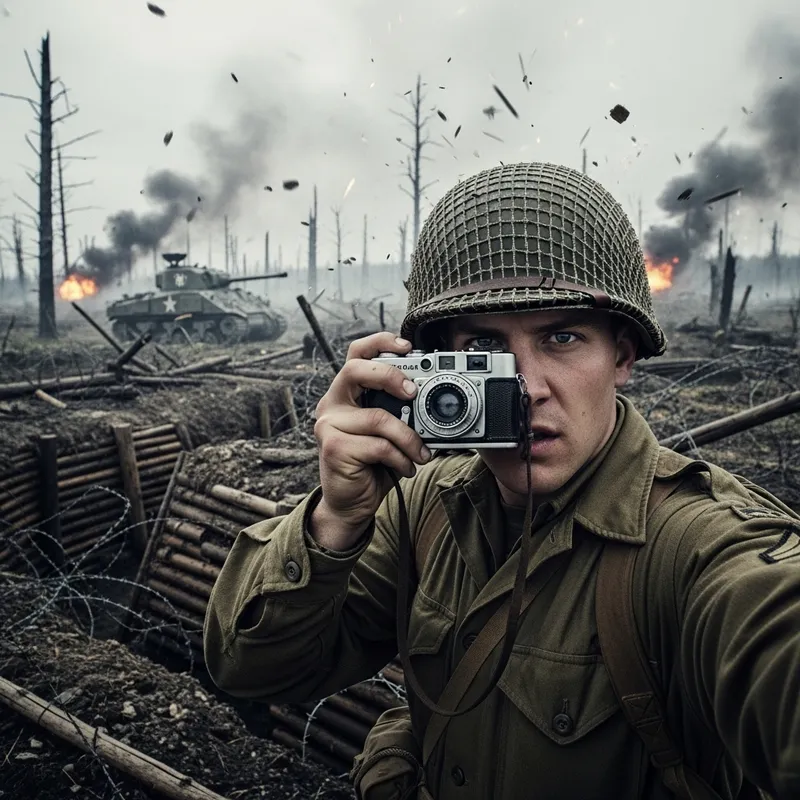 WW2 American Soldier Selfie in Battle | Vintage Capture
