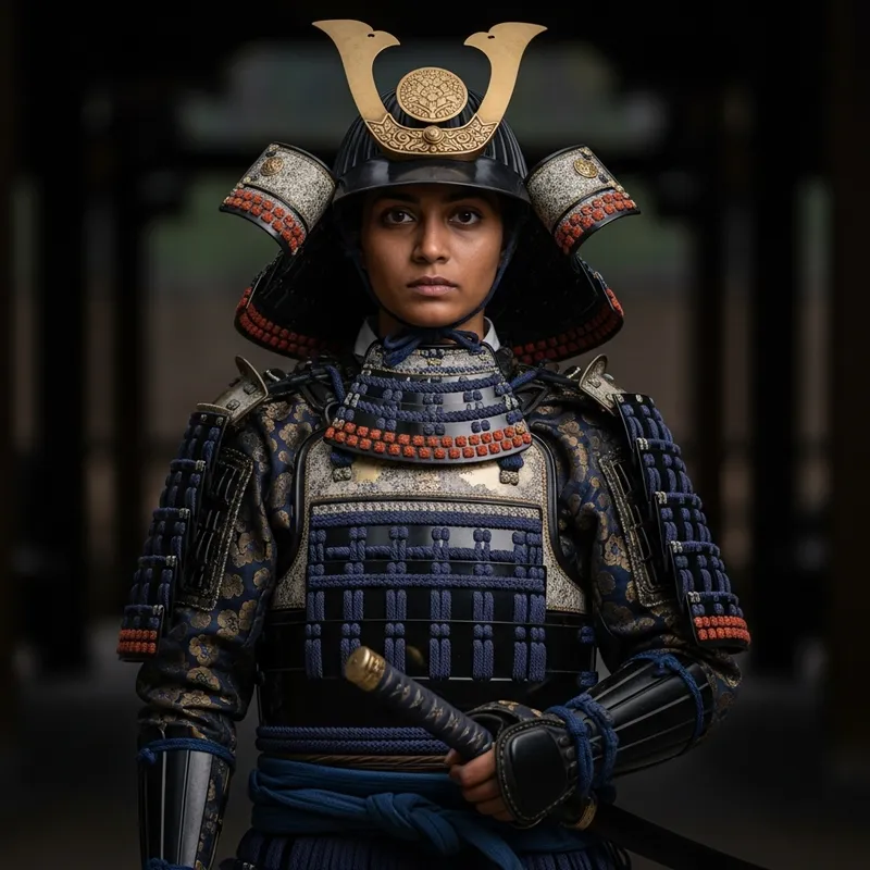 Samurai Armor Girl: A Dignified Warrior's Portrait