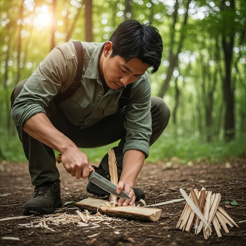 Bushcraft Knife Carving: Craft Feather Sticks for Fire