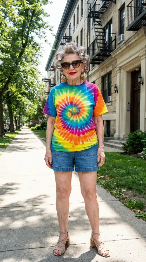 Stylish Grandma in Colorful Fashion