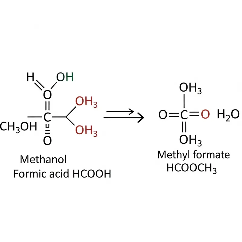 Methyl Alcohol & Formic Acid Reaction: Structural Formula