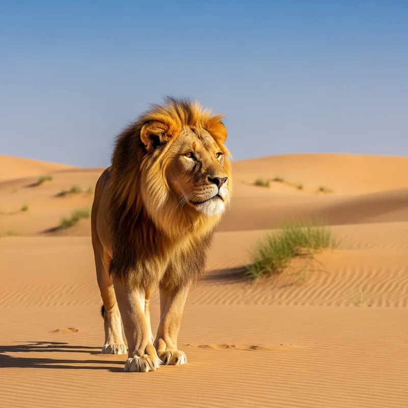 Powerful Lion in Desert | King of the Sandy Realm