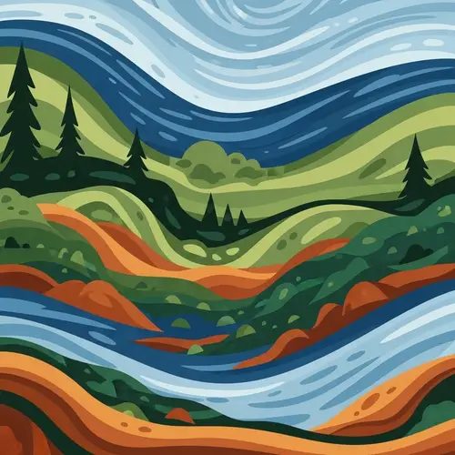 Abstract Natural Landscape Art | Earthy Elements & Swirling Colors