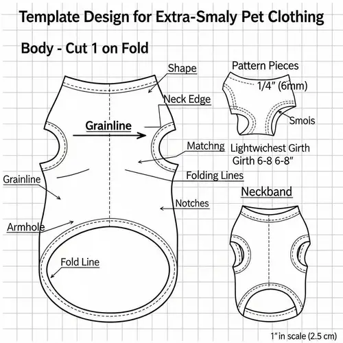 Printable Template Design for Pet Clothes | Extra Small Size