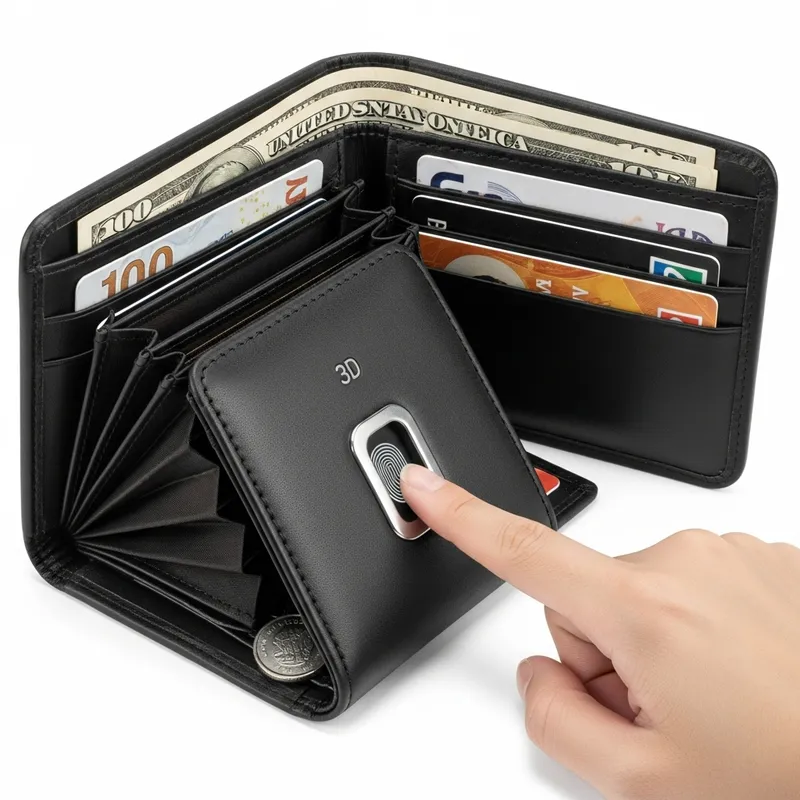Elegant Biometric Wallet with 3D Fingerprint Technology